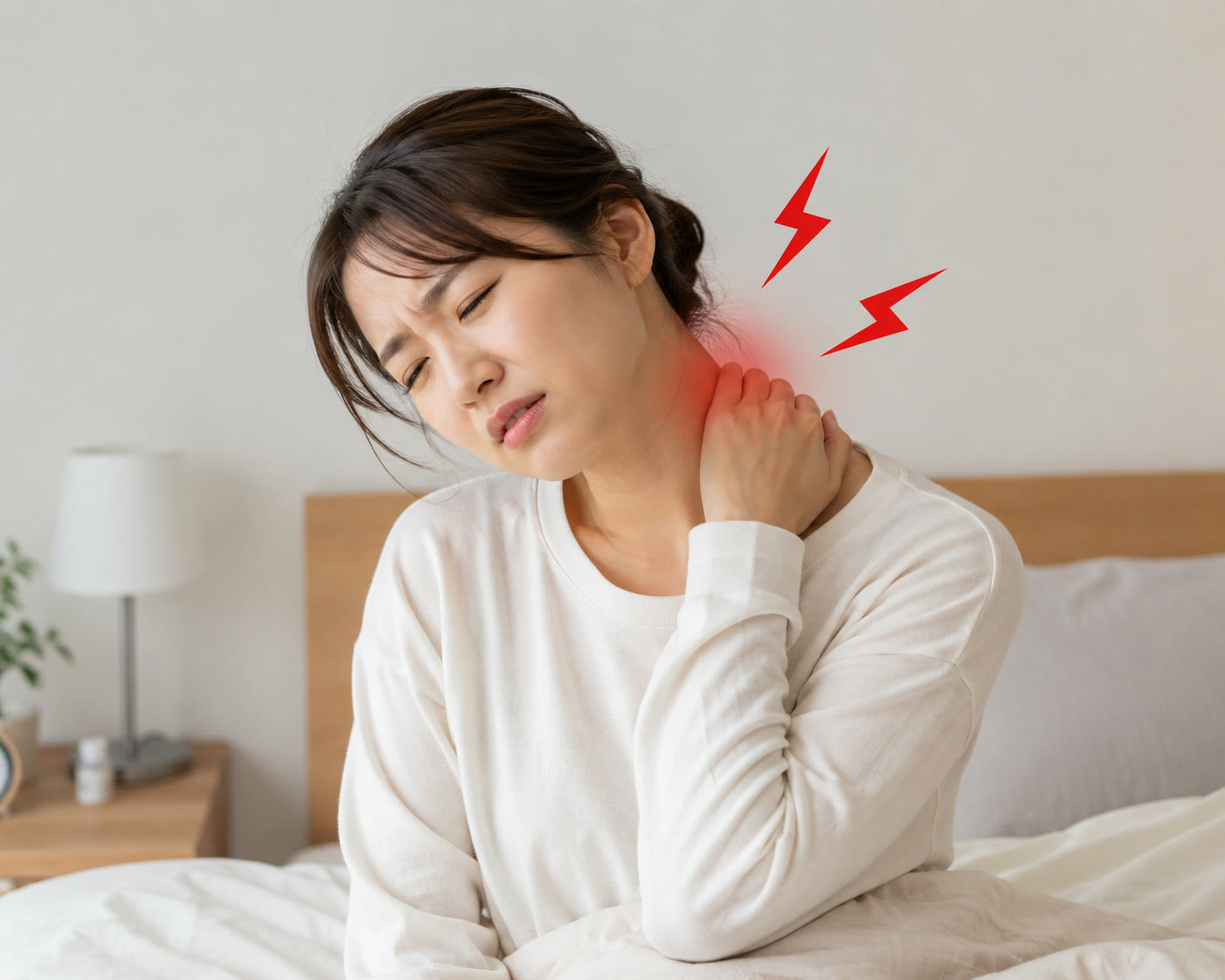 寝違えで首が回らず、首や肩のつらさを感じる方のイメージ - 今西健はり・灸院(大阪府八尾市)
